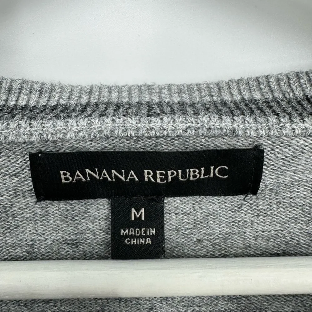 Banana Republic Men’s Gray Cotton‎ Henley Long Sleeve Pullover Size Medium